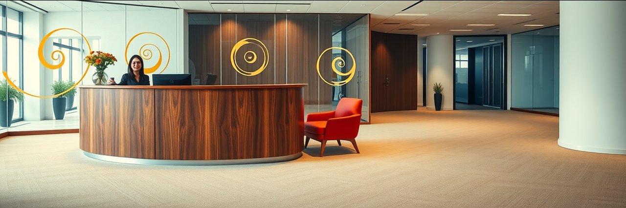 Modern office reception for marriage-based adjustment consultation