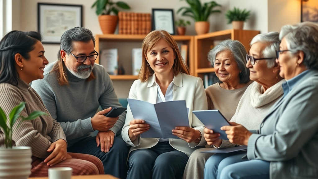 Diverse family meeting lawyer for immigration legal services support