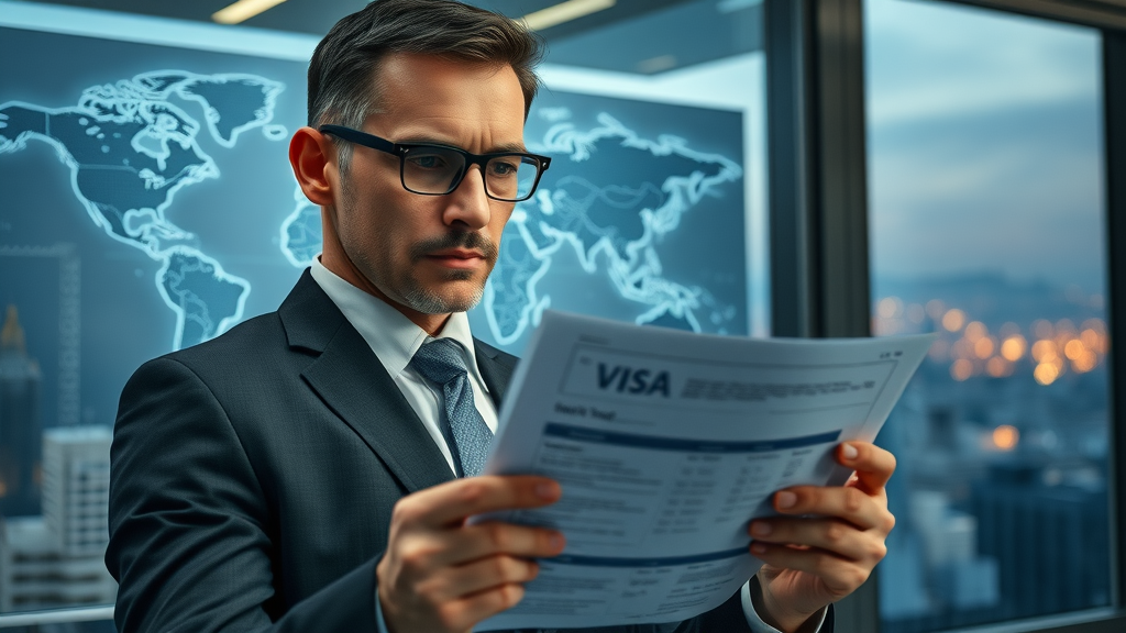 HR executive evaluating corporate immigration strategies and visa applications