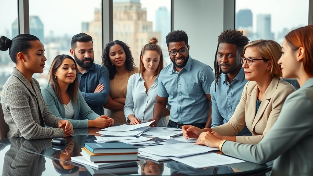 Maryland immigration lawyer helping diverse clients in modern Baltimore office