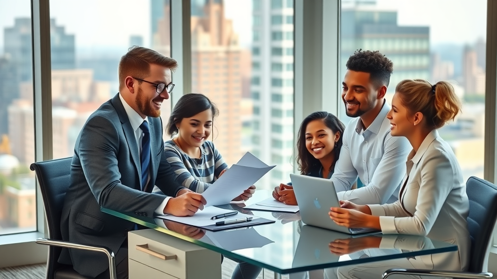 Baltimore legal counsel advising clients in a modern office setting