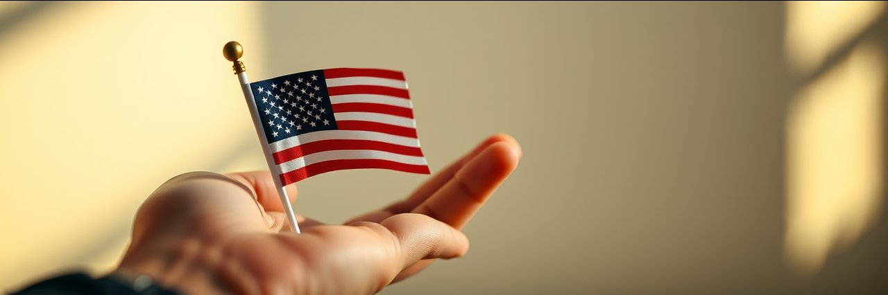 Person gently holding American flag symbolizing immigration legal services