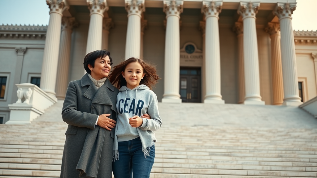 Family stands united on federal courthouse steps, federal immigration litigation win