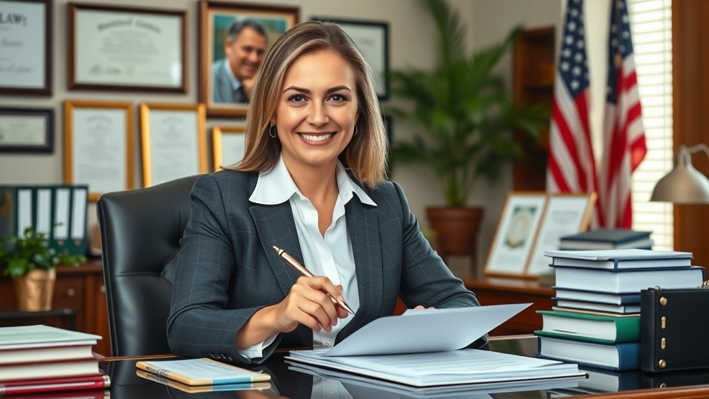 Immigration attorney reviewing green card services paperwork for clients