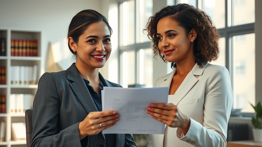 Latino woman receiving u-visa and VAWA assistance in supportive legal office