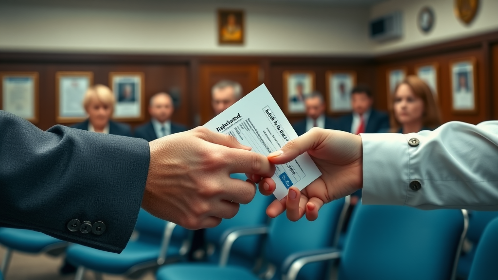 Hands exchanging legal documents for deportation defense strategies process