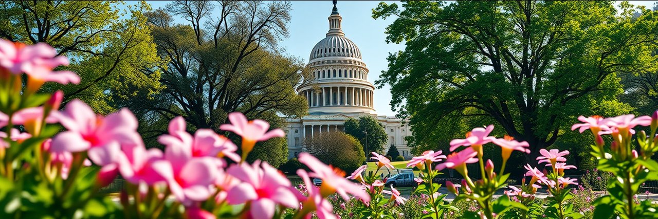 US Capitol building surrounded by flowers, symbolizing corporate immigration strategies.