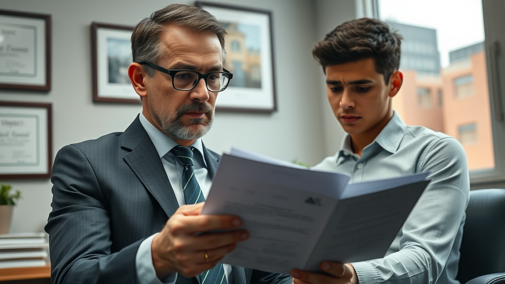 Baltimore legal counsel reviewing documents for client defense