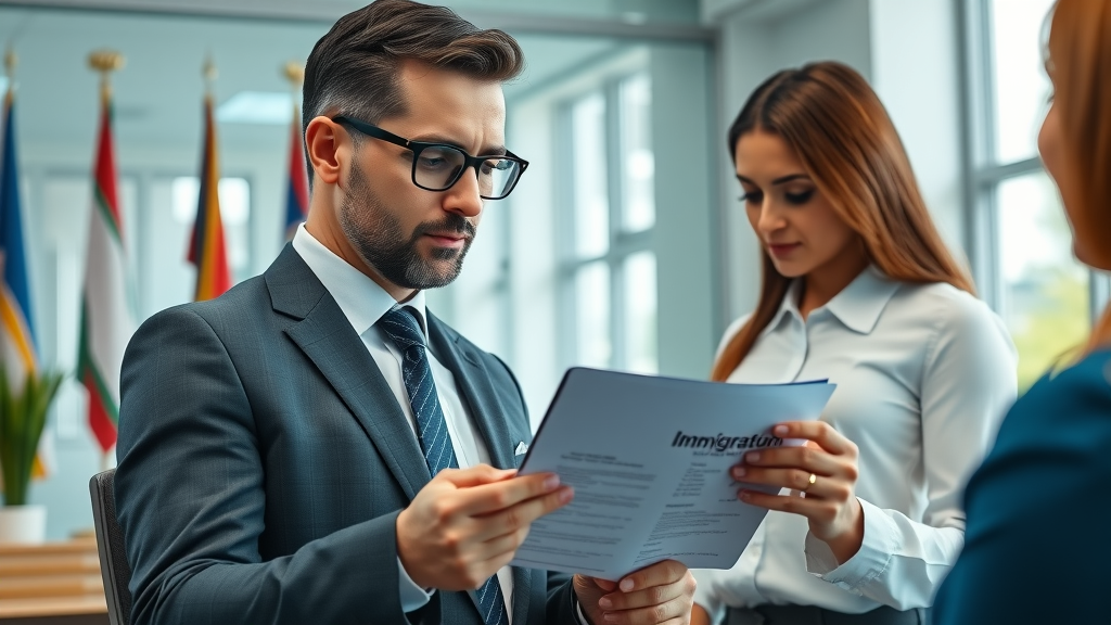 Lawyer guiding clients through nationwide immigration services with technology